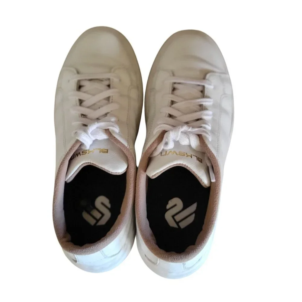 BLKSWN Women's White Leather Lace-Up Sneakers - SZ 7